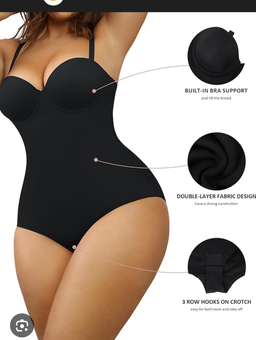 Feeling Girl Sculpting Black Bustier Bodysuit - NWT - Picture 6 of 9